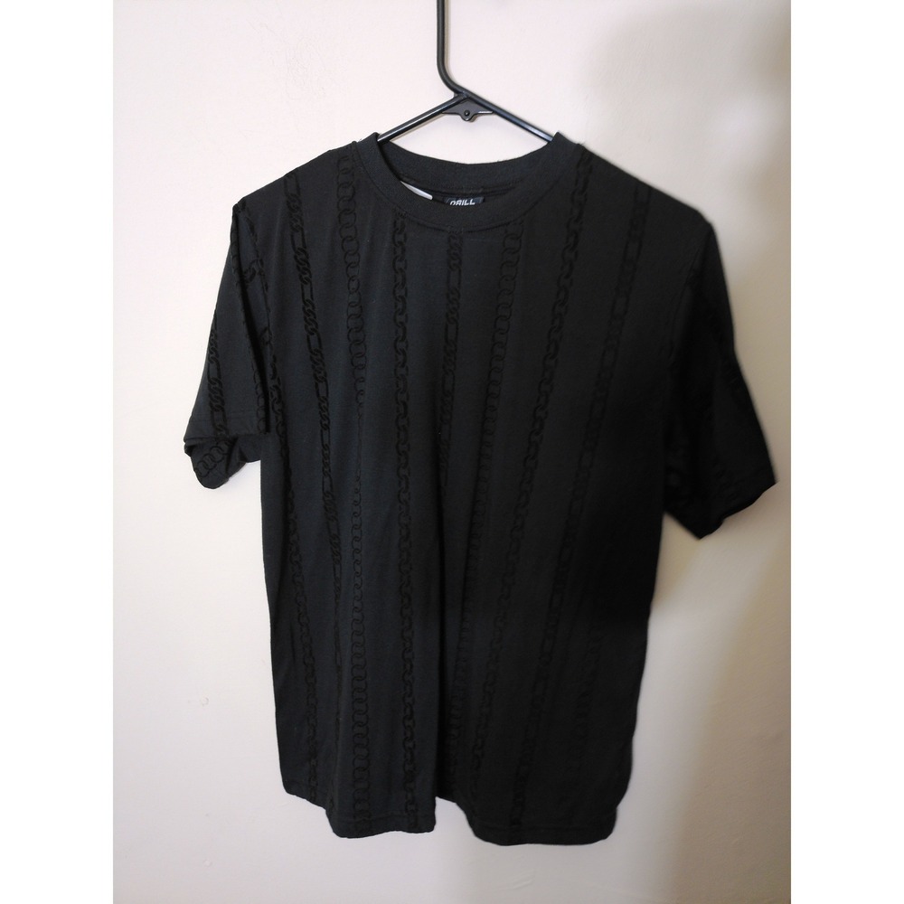 Drill Clothing Co T-Shirt Women S Black Flocked Chain Link Streetwear Edgy
